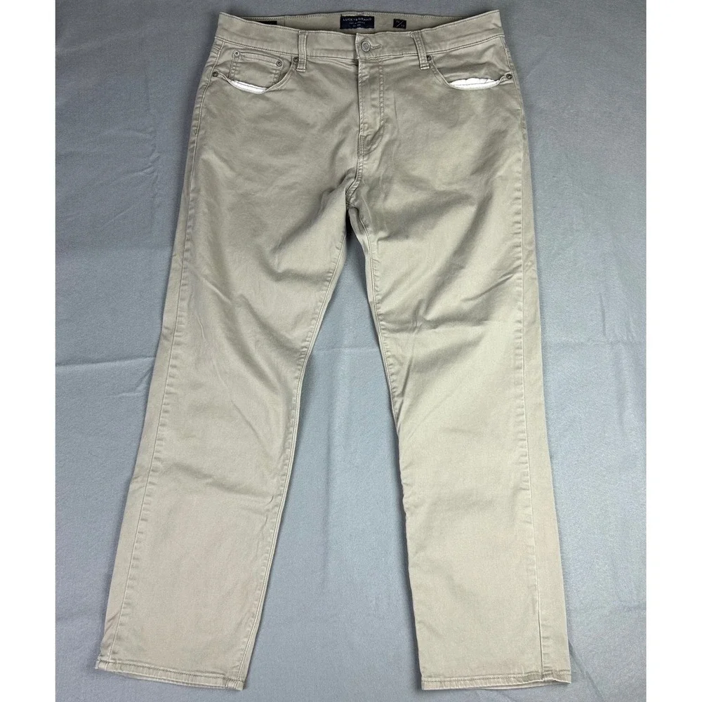 Lucky Brand Pants Mens 36x30 (36x29) Khaki Tan 221 Straight Leg Casual Trousers